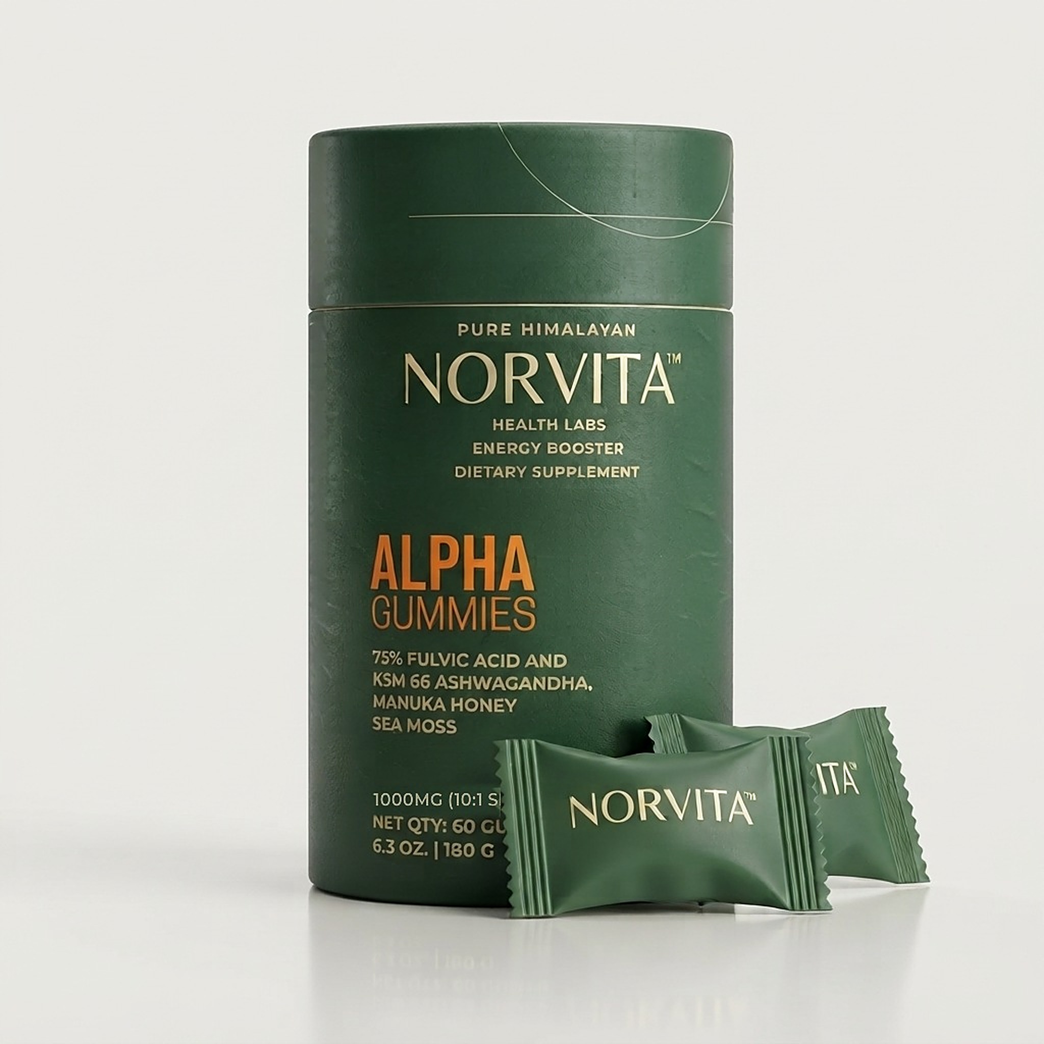 Norvita Alpha Gummies pack with gummies